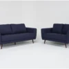 Ginger Denim Sofa & Loveseat Set -Furniture Store 312987 blue fabric sofa and loveseat set signature 01