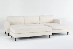 Calais Vanilla 112" 2 Piece Sectional With Right Arm Facing Chaise & Cocktail Ottoman