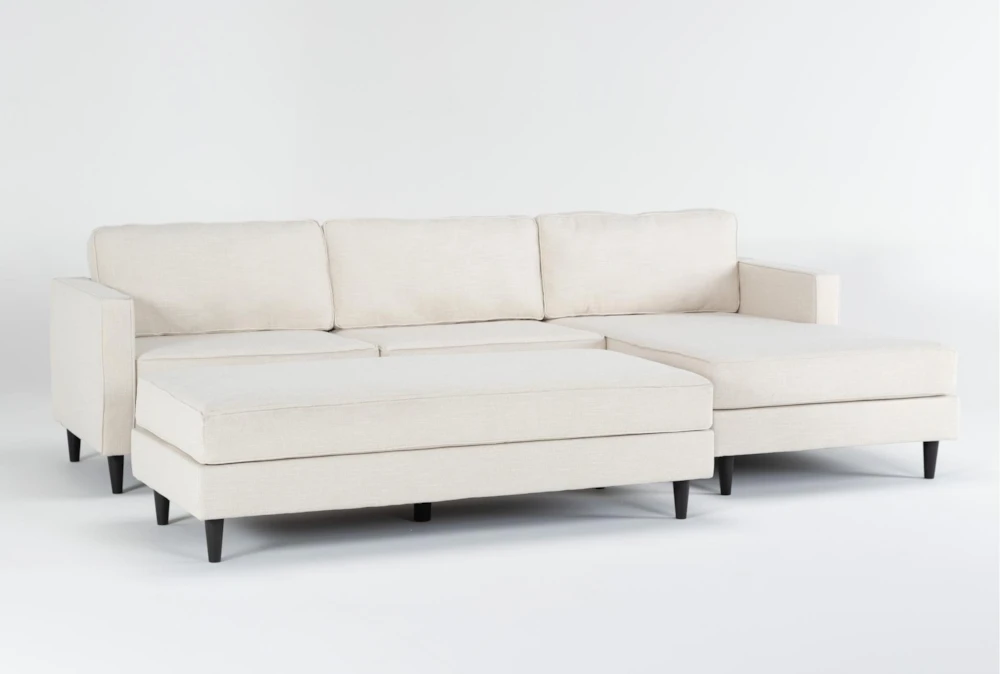 Calais Vanilla 112" 2 Piece Sectional With Right Arm Facing Chaise & Cocktail Ottoman 3 Calais Vanilla 112" 2 Piece Sectional With Right Arm Facing Chaise & Cocktail Ottoman
