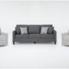Stark Dark Grey Sofa & 2 Light Grey Swivel Chairs -Furniture Store 313197 grey fabric living room set signature 01