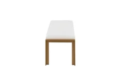 Fede Gold Metal And White Faux Leather Bench -Furniture Store 313723 white faux leather bench side 14