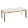 Fede Gold Metal And White Faux Leather Bench -Furniture Store 313723 white faux leather bench signature 05
