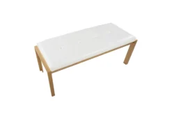 Fede Gold Metal And White Faux Leather Bench -Furniture Store 313723 white faux leather bench top 31