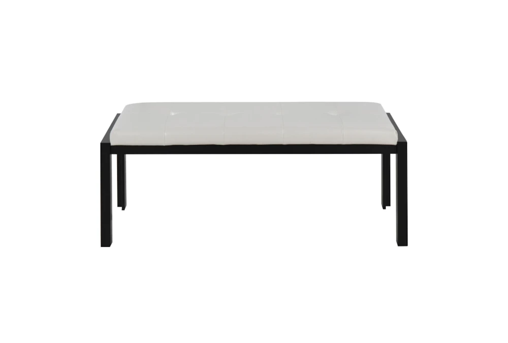 Fede Black Metal And White Faux Leather Bench 6 Fede Black Metal And White Faux Leather Bench - Image 4