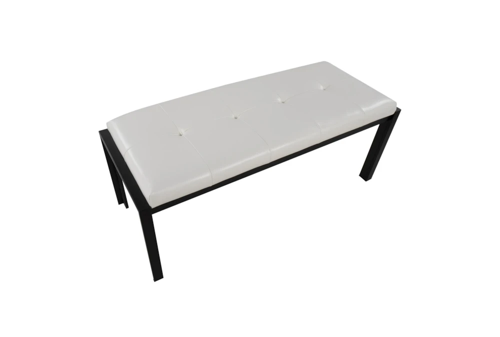 Fede Black Metal And White Faux Leather Bench 5 Fede Black Metal And White Faux Leather Bench - Image 3
