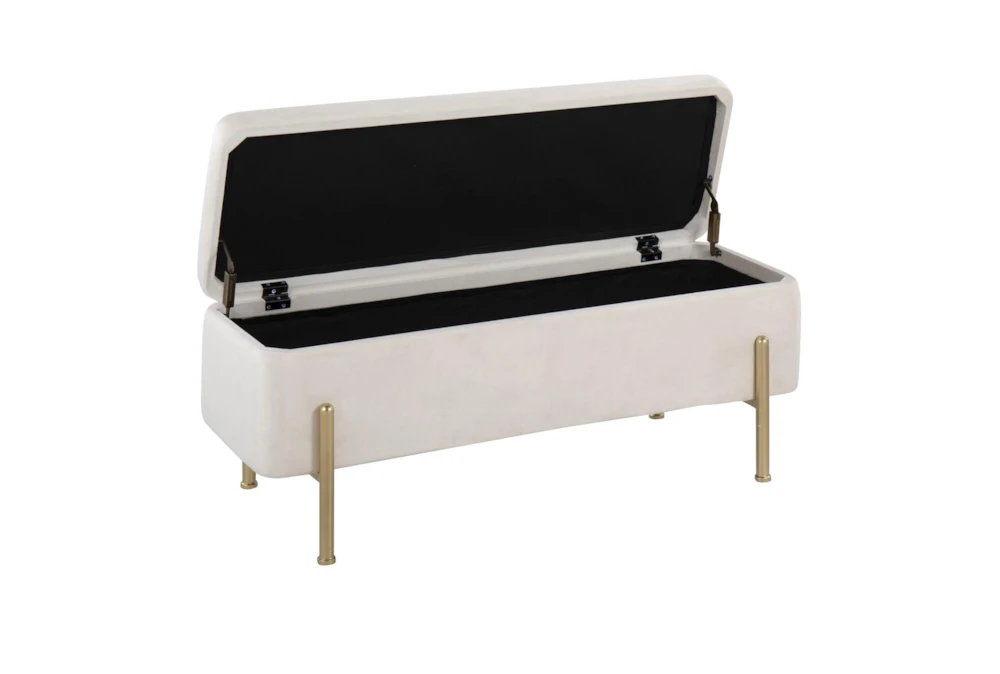 Ella Storage Bench In Gold Steel And Cream Velvet 4 Ella Storage Bench In Gold Steel And Cream Velvet - Image 2