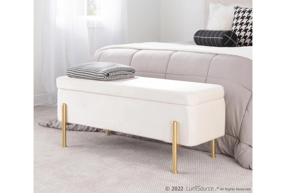 Ella Storage Bench In Gold Steel And Cream Velvet 11 Ella Storage Bench In Gold Steel And Cream Velvet - Image 9