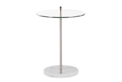 Kate White Marble, Nickle And Glass Side Table -Furniture Store 313743 silver metal chairside table back 82