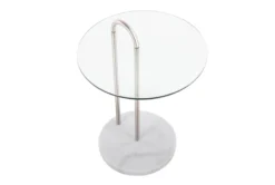 Kate White Marble, Nickle And Glass Side Table -Furniture Store 313743 silver metal chairside table top 31
