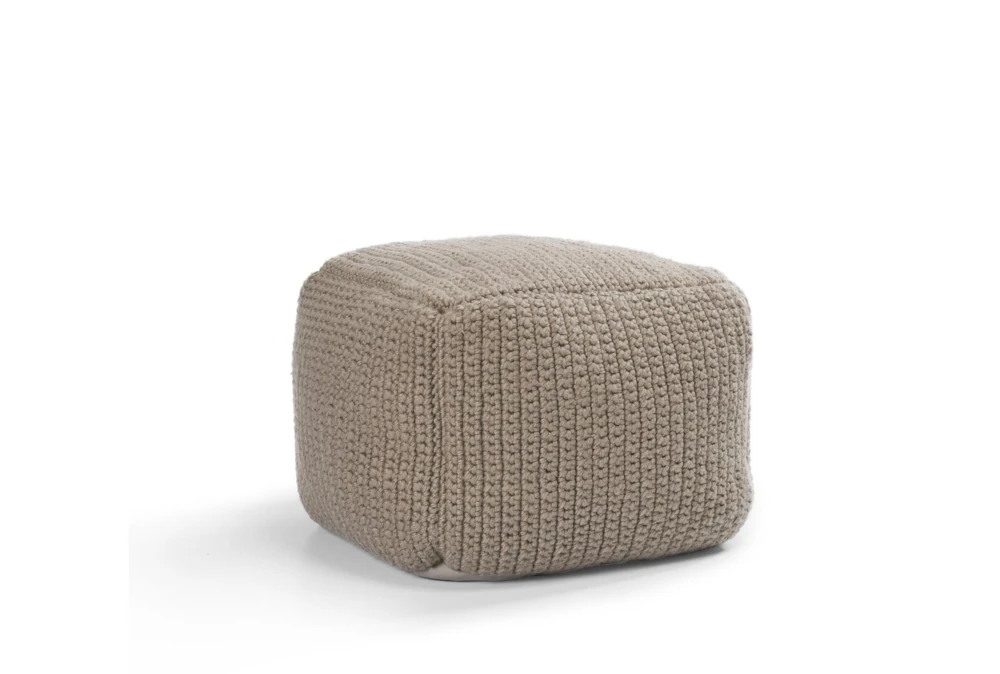 18X18X14 Natural Performance Knit Indoor Outdoor Pouf 3 18X18X14 Natural Performance Knit Indoor Outdoor Pouf