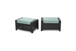 Sagrada Outdoor Ottomans With Spa Blue Sunbrella Cushions Set Of 2