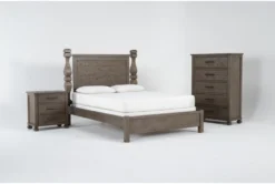 Caden King 3 Piece Bedroom Set With Chest Of Drawers + 3 Drawer Nightstand