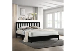 Leo Black King Platform Bed -Furniture Store 315520 black wood bed room 85