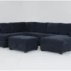 Bonaterra Midnight 127" 2 Piece Sectional With Right Arm Facing Sofa Chaise, Left Arm Facing Corner Chaise & Storage Ottoman -Furniture Store 315973 blue fabric living room set signature 01