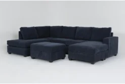 Bonaterra Midnight 127" 2 Piece Sectional With Right Arm Facing Sofa Chaise, Left Arm Facing Corner Chaise & Storage Ottoman
