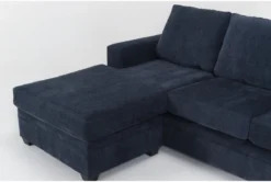 Bonaterra Midnight 127" 2 Piece Sectional With Left Arm Facing Sleeper Sofa Chaise, Right Arm Facing Corner Chaise & Storage Ottoman -Furniture Store 315982 blue fabric living room set detail 46