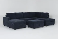 Bonaterra Midnight 127" 2 Piece Sectional With Left Arm Facing Sleeper Sofa Chaise, Right Arm Facing Corner Chaise & Storage Ottoman
