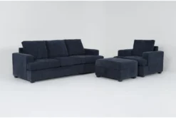 Bonaterra Midnight 3 Piece Queen Sleeper Sofa, Chair & Storage Ottoman Set