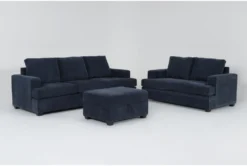 Bonaterra Midnight 3 Piece Sofa, Loveseat & Storage Ottoman Set