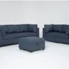 Solimar Denim 6 Piece Modular Sofa, Loveseat & Storage Ottoman -Furniture Store 316323 blue fabric living room set signature 01