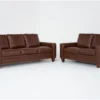 Hudson Leather 2 Piece Sofa & Loveseat Set -Furniture Store 317450 brown leather sofa and loveseat set signature 01
