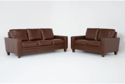 Hudson Leather 2 Piece Sofa & Loveseat Set