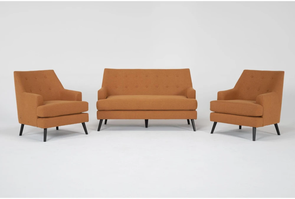 Celestino Copper Settee With 2 Accent Chairs 3 Celestino Copper Settee With 2 Accent Chairs