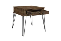 Pino End Table With Drawer And Hairpin Legs 9 Pino End Table With Drawer And Hairpin Legs -Furniture Store 317557 brown wood end table detail 44