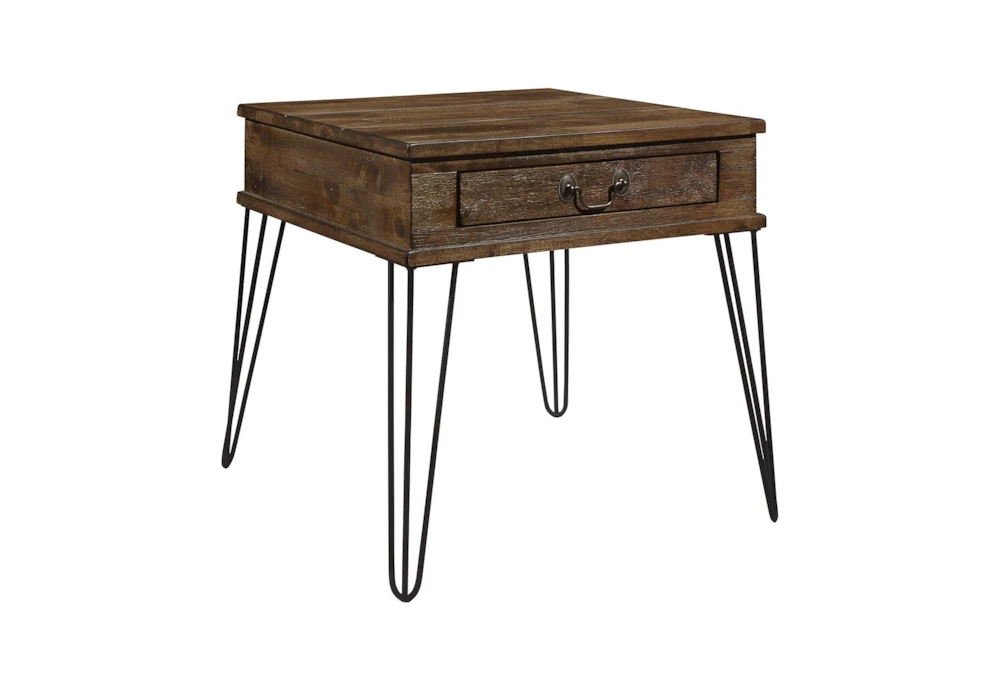 Pino End Table With Drawer And Hairpin Legs 3 Pino End Table With Drawer And Hairpin Legs