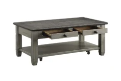 Every Two Tone Brown/Grey Storage Coffee Table With Wheels -Furniture Store 317568 brown wood coffee table detail 44