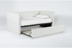 Emmerson II Sand Upholstered Full Daybed With Trundle -Furniture Store 317762 beige fabric daybed side 15