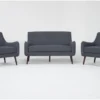 Kaycee Denim Settee With 2 Accent Chairs -Furniture Store 318130 blue fabric living room set signature 01
