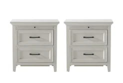 Presby White 2 Drawer Nightstand With USB Set Of 2
