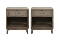 Sienna Grey 1 Drawer Nightstand With USB Set Of 2