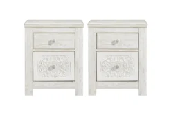 Paxberry White 2 Drawer Nightstand With USB Set Of 2