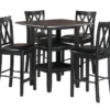 Nala 39" Counter Set For 4 -Furniture Store 318650 black wood counter height set signature 01
