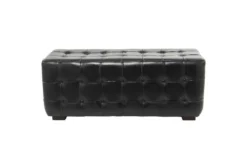 48" Black Leather & Teak Wood Bench 9 48" Black Leather & Teak Wood Bench -Furniture Store 320249 black wood bench material 76