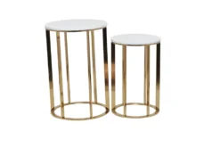 Set Of 2 Gold Metal Accent Tables