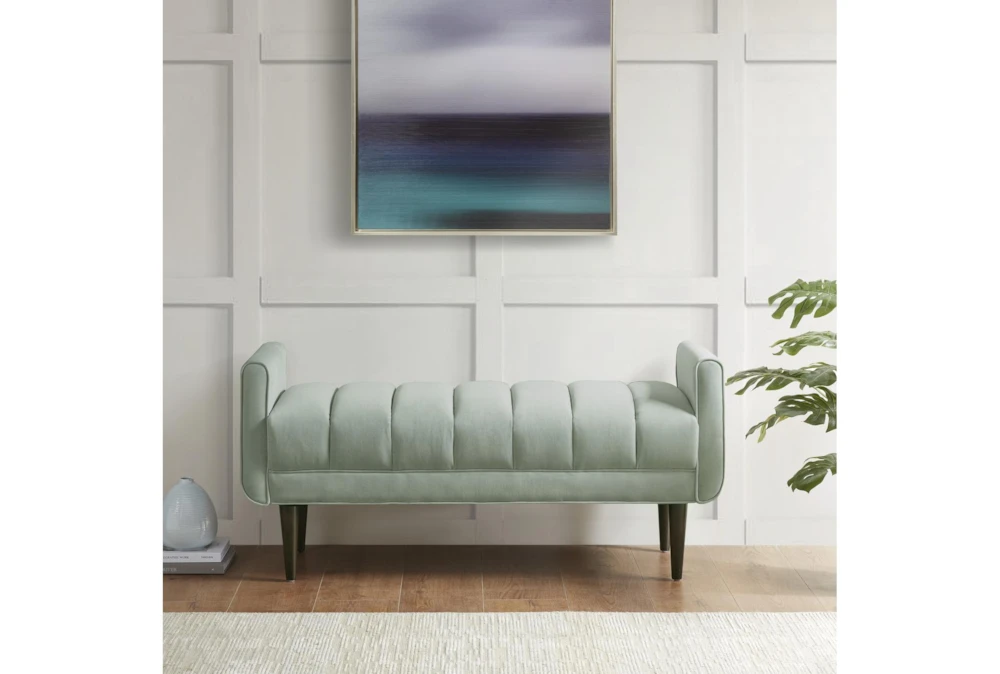 48" Seafoam Upholstered Modern Accent Bench 11 48" Seafoam Upholstered Modern Accent Bench - Image 9