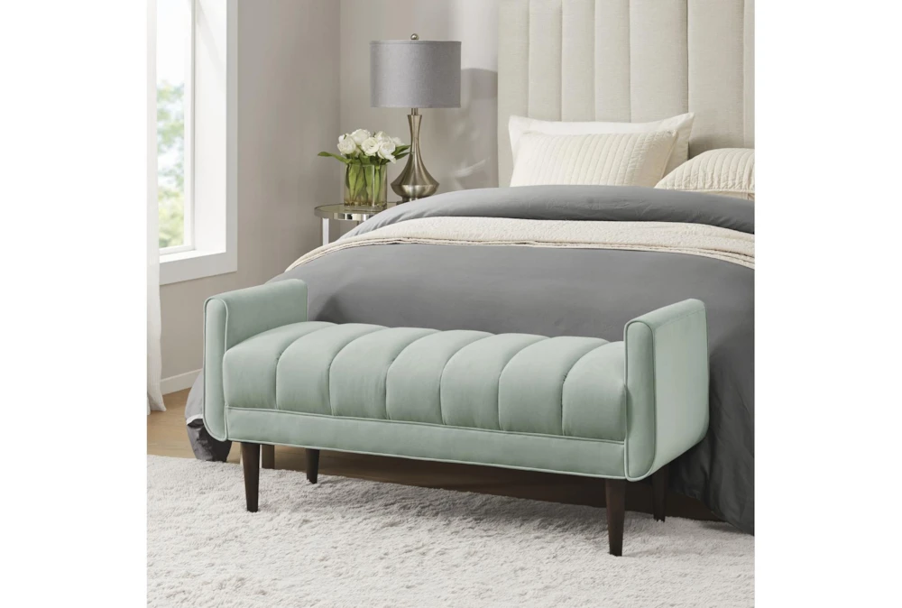 48" Seafoam Upholstered Modern Accent Bench 12 48" Seafoam Upholstered Modern Accent Bench - Image 10