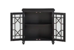 34" Antique Black Wood Accent Cabinet With Glass + Wood Doors 10 34" Antique Black Wood Accent Cabinet With Glass + Wood Doors -Furniture Store 320637 black wood chest detail 44