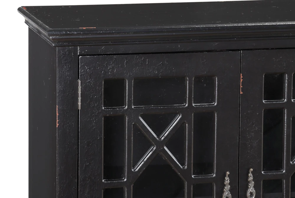 34" Antique Black Wood Accent Cabinet With Glass + Wood Doors 6 34" Antique Black Wood Accent Cabinet With Glass + Wood Doors - Image 4