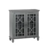 34" Antique Grey Wood Accent Cabinet With Glass + Wood Doors -Furniture Store 320638 grey wood chest signature 01