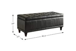 42" Dark Brown Faux Leather Lift-Top Storage Bench -Furniture Store 320664 brown faux leather bench detail 45