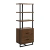 Don 69" Mid-Century Modern Bookcase With Drawers -Furniture Store 320674 brown wood bookcase signature 01