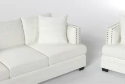 Kiara II Queen Sleeper/Loveseat/Chair/Ottoman Set -Furniture Store 321057 white fabric living room set detail 44