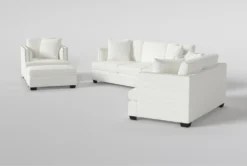 Kiara II Queen Sleeper/Loveseat/Chair/Ottoman Set -Furniture Store 321057 white fabric living room set side 20