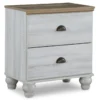 Hyde White Two-Tone White/Brown 2 Drawer Nightstand With USB -Furniture Store 321249 white wood nightstand signature 01