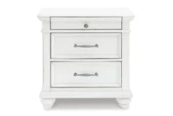 Kailey White 2 Drawer Nightstand -Furniture Store 321295 white wood nightstand front 02
