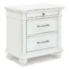 Kailey White 2 Drawer Nightstand -Furniture Store 321295 white wood nightstand signature 01